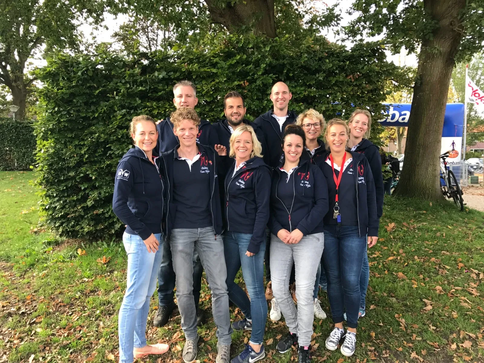 Het Team Wybe-team poseert tijdens het Wielerfeest 2018